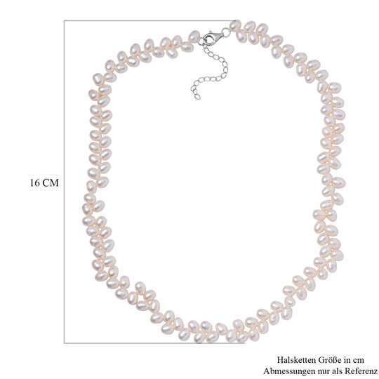 Weiße Süßwasser Perle Halskette ca. 45 cm 925 Silber rhodiniert