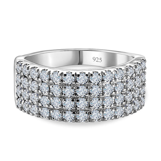 Moissanit Ring, 925 Silber platiniert, (Größe 18.00) ca. 1.20 ct