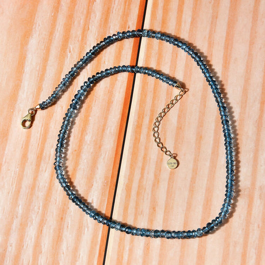 AAAA London Blau Topas Halskette ca. 45 cm 585 Gold ca. 89,91 ct.