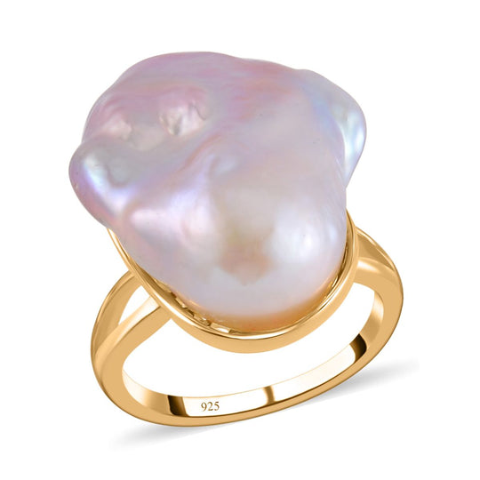 Süßwasser Perle Ring, 925 Silber vergoldet 11.50 ct