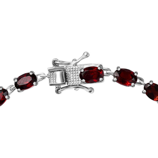 Mosambik Granat Armband ca. 20 cm 925 Silber platiniert ca. 12,28 ct.