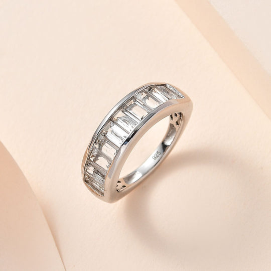 Weiße Topas Ring, 925 Silber platiniert, ca. 2.53 ct