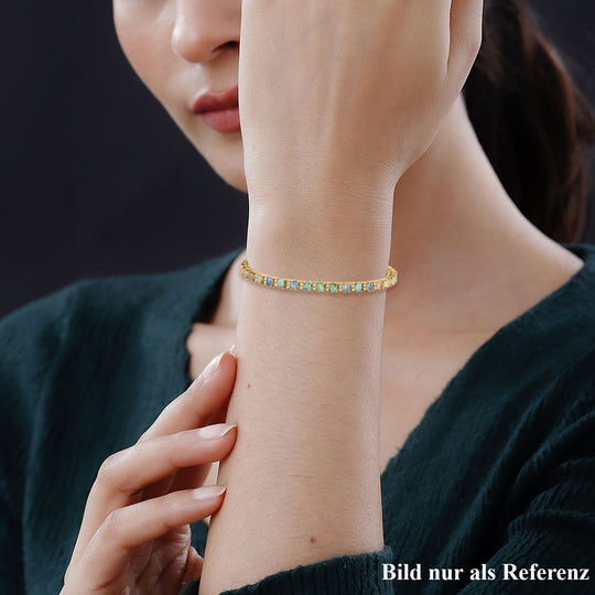 AA Natürlicher, äthiopischer Welo Opal, Weißer Zirkon Armband ca. 20 cm 925 Silber Gelbgold Vermeil ca. 4,27 ct.