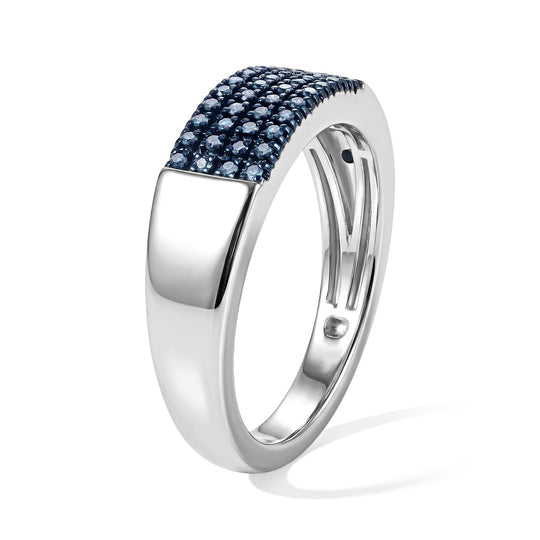 Blauer Diamant (IR) Ring, 925 Silber platiniert, (Größe 18.00), (10-15 Werktage Lieferzeit) ca. 0.20 ct