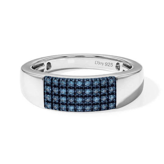 Blauer Diamant (IR) Ring, 925 Silber platiniert, (Größe 20.00), (10-15 Werktage Lieferzeit) ca. 0.22 ct