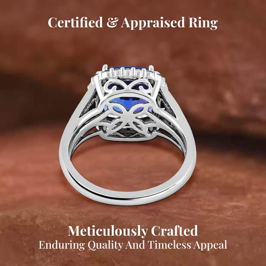 AAAA Tansanit, Weißer Diamant AGI zertifiziert Ring 950 Platin (Größe 17.00) ca. 5.65 ct