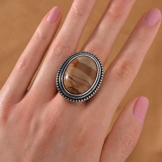 Bild Jaspis Ring 316L Edelstahl (Größe 17.00) ca. 25.00 ct