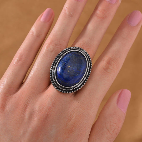 Lapislazuli Ring 316L Edelstahl (Größe 17.00) ca. 25.00 ct