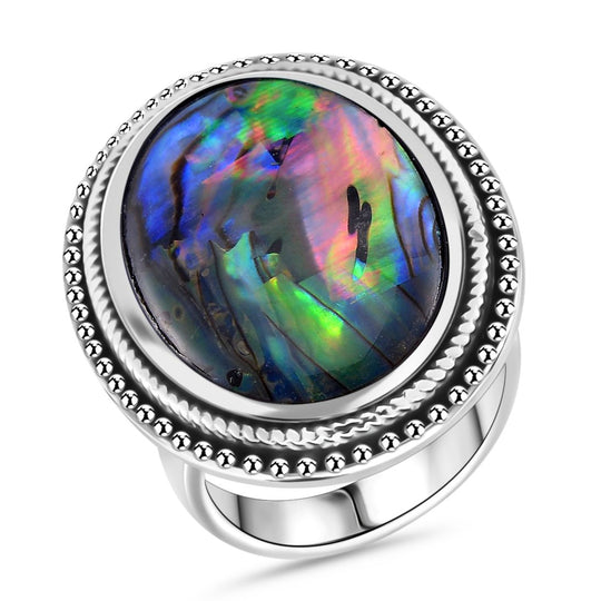 Abalone Muschel Ring 316L Edelstahl (Größe 16.00)