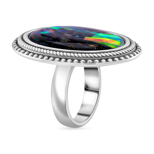 Abalone Muschel Ring 316L Edelstahl (Größe 16.00)