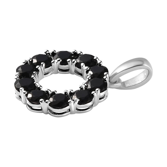Schwarzer Spinell Anhänger 925 Silber ca. 1,80 ct.