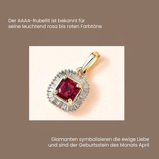 AAAA Rubellit, Weißer Diamant Anhänger 585 Gold ca. 0,94 ct.