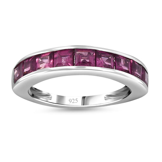 Natürlicher Rhodolith Granat Ring, 925 Silber platiniert, ca. 1.73 ct