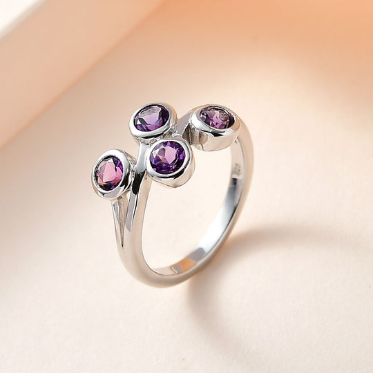 AA Marokkanischer Amethyst Ring, 925 Silber platiniert, ca. 0.98 ct
