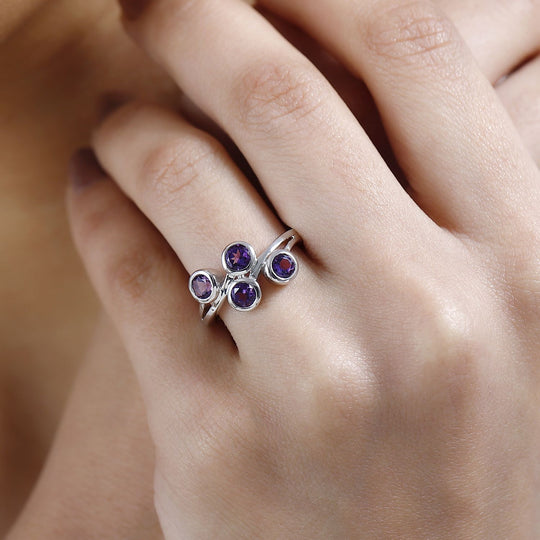 AA Marokkanischer Amethyst Ring, 925 Silber platiniert, ca. 0.98 ct