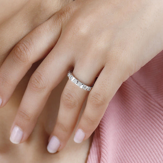 Moissanit Ring 925 Silber rhodiniert (Größe 20.00) ca. 0,74 ct