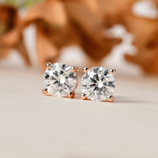 Moissanit Ohrringe 925 Silber Roségold Vermeil ca. 2.29 ct