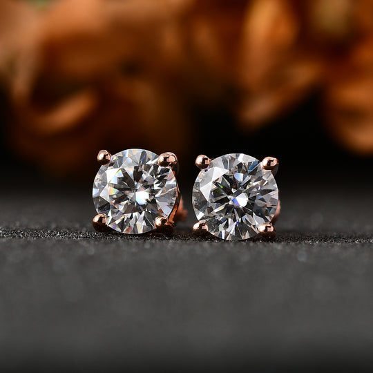 Moissanit Ohrringe 925 Silber Roségold Vermeil ca. 2.29 ct