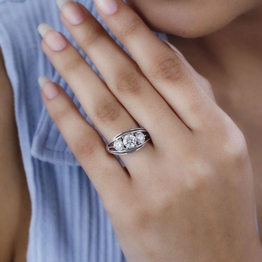 Moissanit Ring, 925 Silber platiniert, ca. 1.65 ct