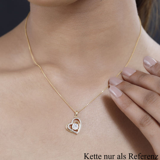 Moissanit Anhänger 925 Silber Gelbgold Vermeil ca. 0,75 ct.