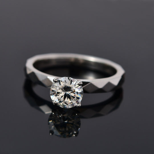 Moissanit Ring 925 Silber platiniert (Größe 21.00) ca. 0,90 ct