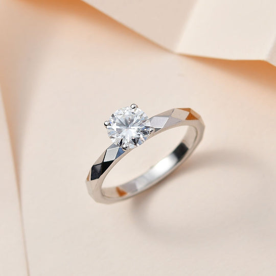 Moissanit Ring 925 Silber platiniert (Größe 21.00) ca. 0,90 ct