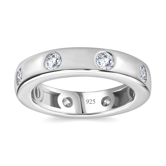 Moissanit Ring 925 Silber rhodiniert ca. 0,83 ct