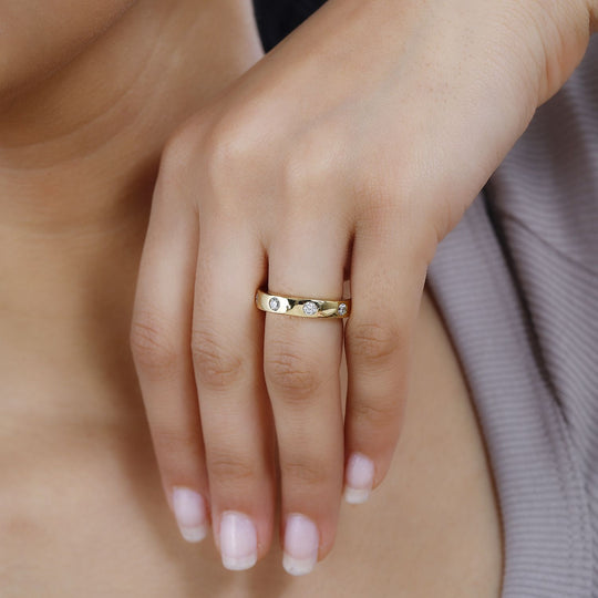 Moissanit Ring 925 Silber Gelbgold Vermeil ca. 0,83 ct