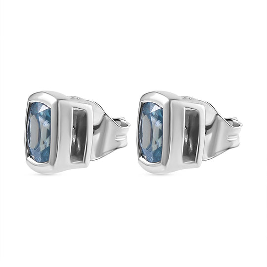 AA Blauer Zirkon Ohrringe 925 Silber rhodiniert ca. 1,83 ct.
