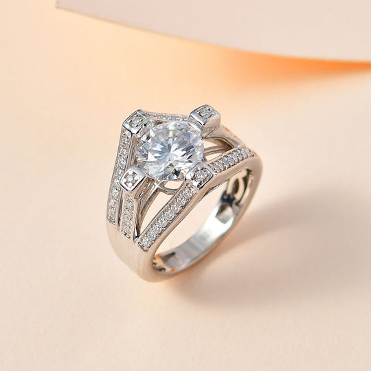 Moissanit Ring 925 Silber rhodiniert (Größe 18.00) ca. 2,27 ct