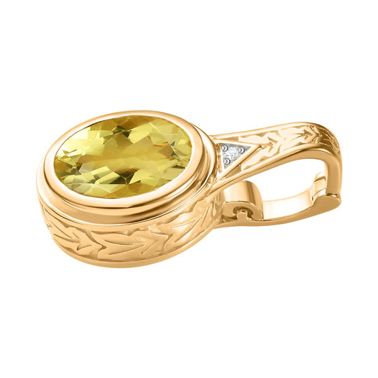 AAA Ouro Verde-Quarz, Weißer Zirkon Anhänger 925 Silber Gelbgold Vermeil ca. 4.41 ct