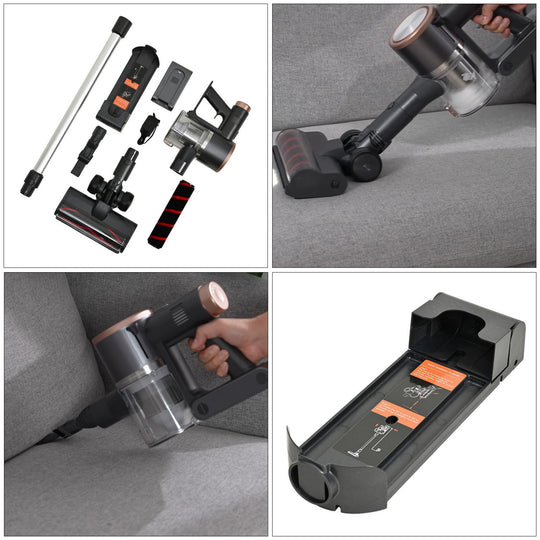 Allzweckschnurloser Staubsauger mit HEPA-Filter und Zubehör, 2000mAh wiederaufladbare Batterie, 25,5 x 24,5 x 114,3 cm, Gewicht 2,30kg
