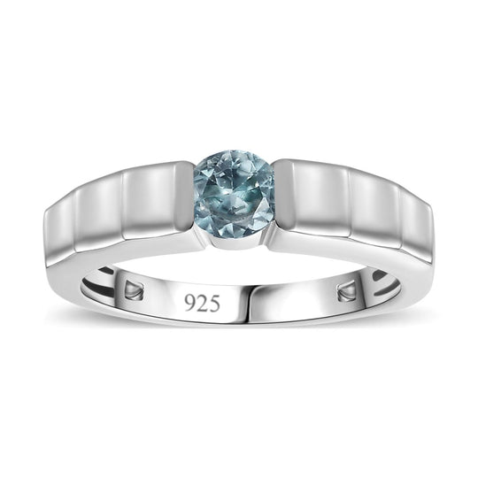 Blauer Zirkon Ring 925 Silber platiniert ca. 0,67 ct