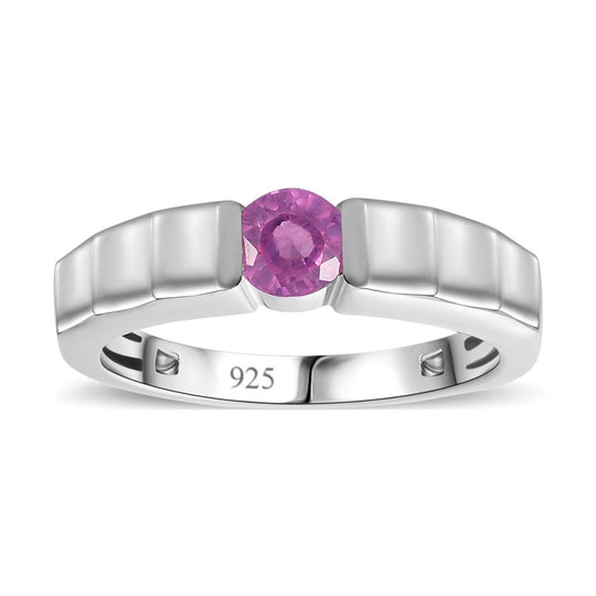 Ilakaka Rosa Saphir (Fissure gefüllt) Ring, 925 Silber platiniert, ca. 0.81 ct