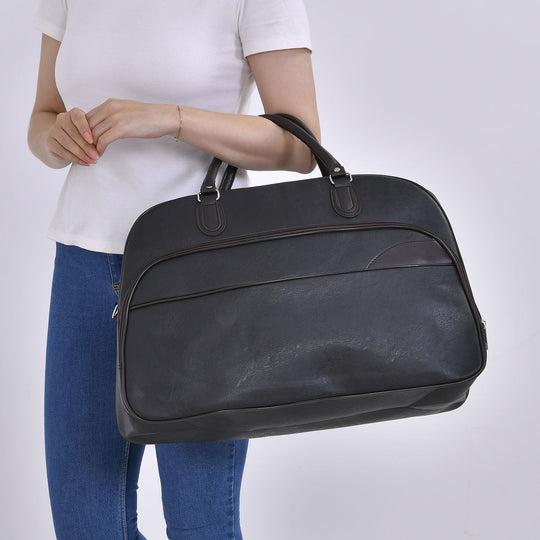 Stylische PU-Leder Reisetasche, Maße: 54x24x34 cm, Schwarz