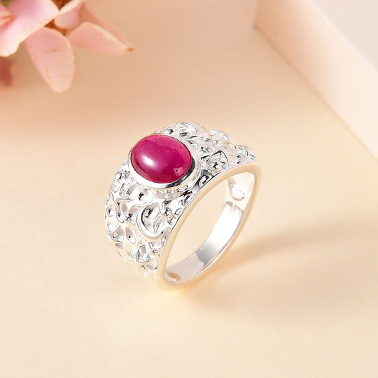 Afrikanischer Rubin (Fissure gefüllt) Ring 925 Silber (Größe 20.00) ca. 2,95 ct