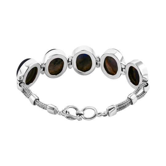 AA Labradorit Armband ca. 19 cm 925 Silber ca. 86,65 ct.