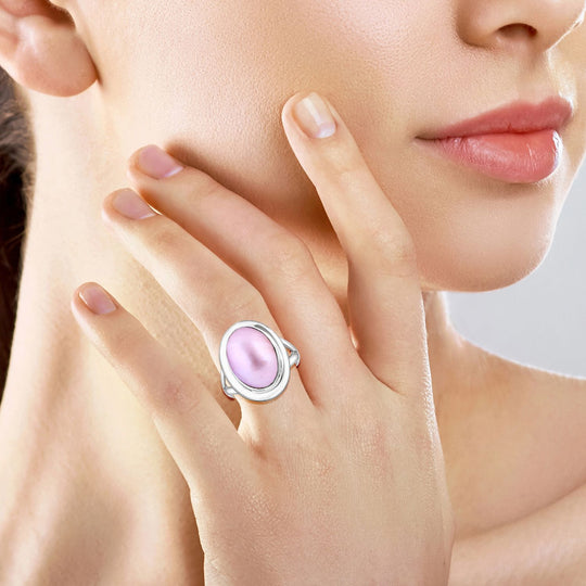 Royal Bali - Rosa Mabe Perle Ring 925 Silber