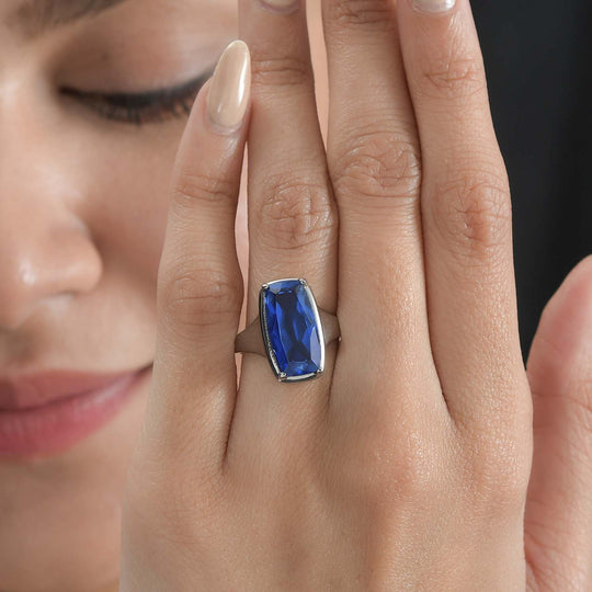 Ceylon Farbe Quarz Ring Edelstahl ca. 5,94 ct