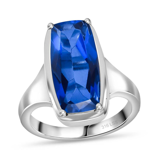 Ceylon Farbe Quarz Ring Edelstahl ca. 5,94 ct