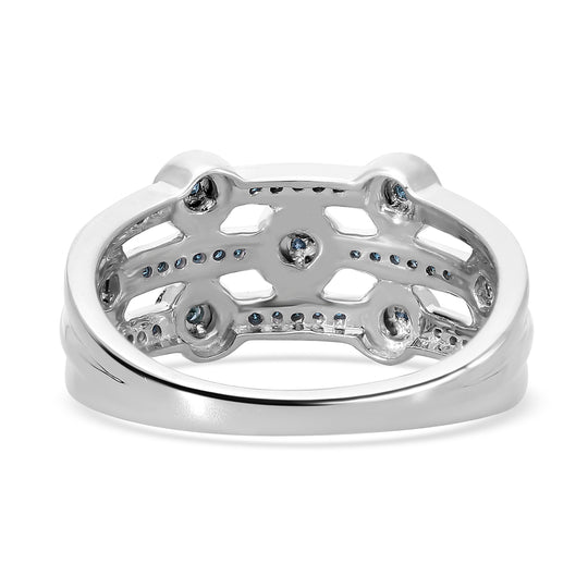 Blauer Diamant Ring, 925 Silber platiniert, (Größe 20.00) (10-15 Werktage Lieferzeit) ca. 0.20 ct