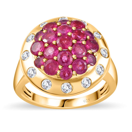 Afrikanischer Rubin (Fissure gefüllt) Ring 925 Silber Gelbgold Vermeil (Größe 19.00) ca. 3,59 ct