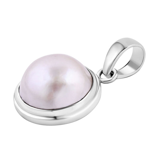 Weiße Mabe Perle Anhänger 925 Silber