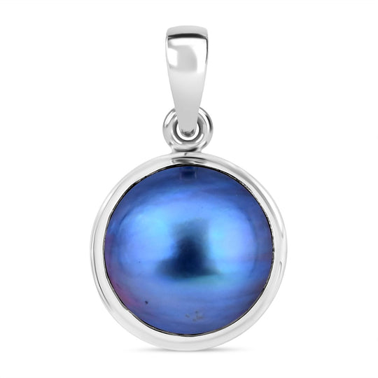 Weiße Mabe Perle Anhänger 925 Silber