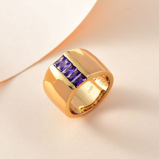 Blauer Zirkonia Ring, Messing (Größe 17.00)