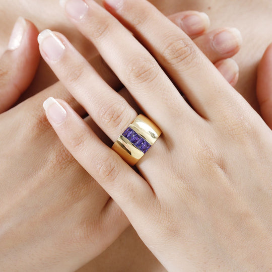 Blauer Zirkonia Ring, Messing (Größe 17.00)