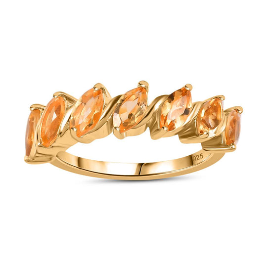 Citrin Ring 925 Silber Gelbgold Vermeil (Größe 17.00) ca. 1,51 ct