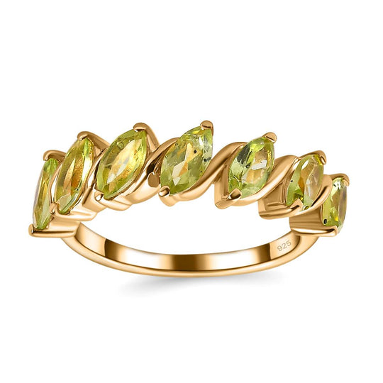 Natürlicher Peridot Ring, 925 Silber Gelbgold Vermeil ca. 1.74 ct