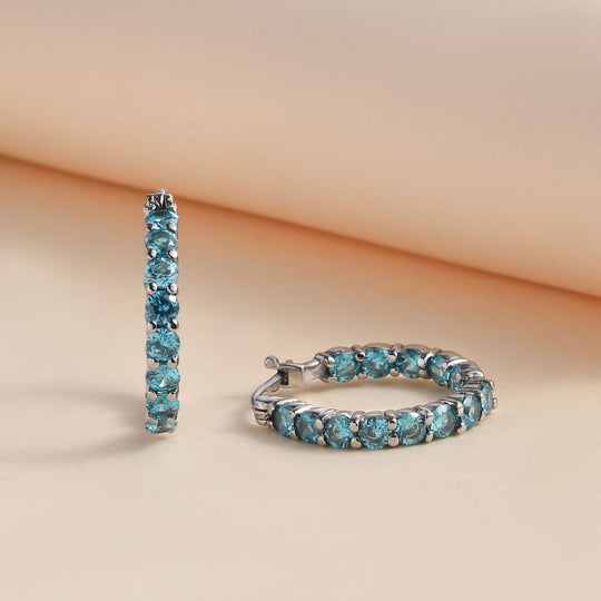 Aqua Zirkonia Ohrringe Edelstahl ca. 5.12 ct