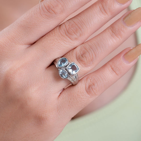 Himmelblauer Topas Ring Edelstahl ca. 2,67 ct